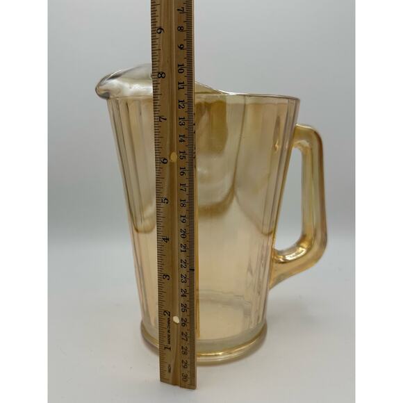 Vtg Carnival Glass Pitcher Jeanette Marigold Orange 8.5" Irredescent Lusterware - Picture 5 of 7